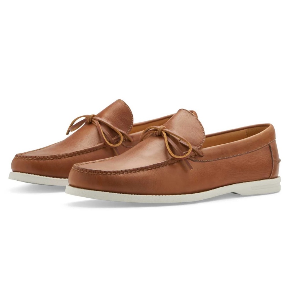 Peter Millar Excursionist Leather Boat Shoe in Cognac